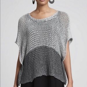 Eileen Fisher Gray Ombre Knit Poncho Top